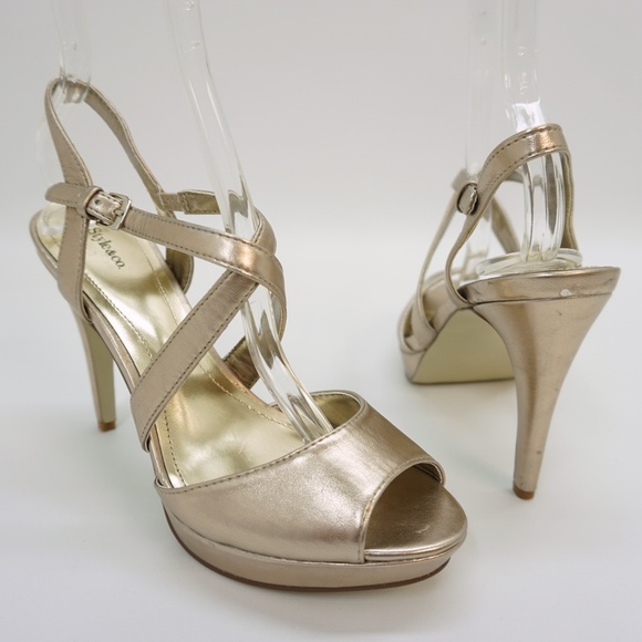 Style & Co. Shoes - Style&Co Open Toe High Heel Sandals Zinc Metallic